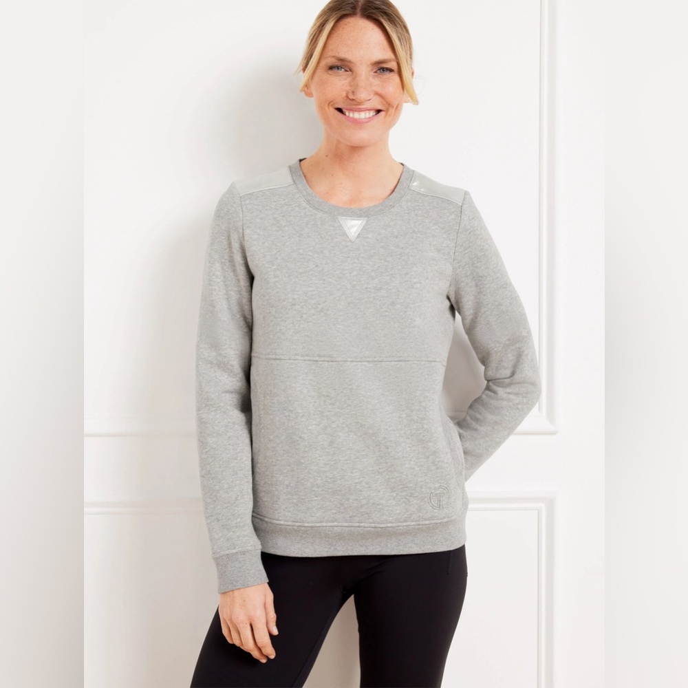 TALBOTS NWT Cotton French Terry Crewneck Pullover - Metallic Foil